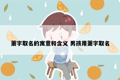 萧字取名的寓意和含义 男孩用萧字取名